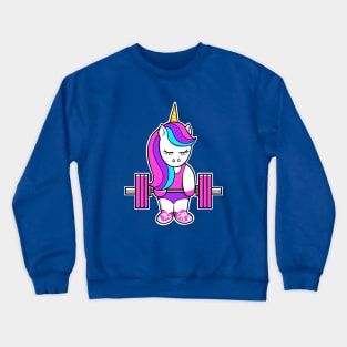 weightlifting unicorn, barbell unicorn, unicorn strong, fitness girl Crewneck Sweatshirt